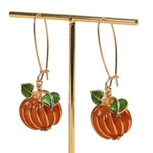 Pipi Tree Orange/Green Enamel Drop Earrings NWOT